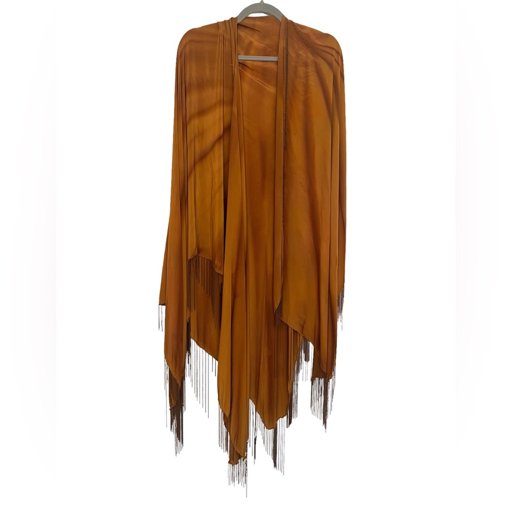 Sexy rock star silk wrap w chain mail fringe
